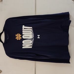 Under Armour long sleeve ND No Quit navy blue size L PTP 23in length 30in